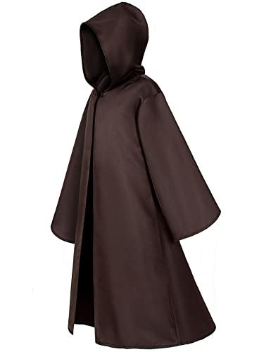 TOGROP Knight Costume for Kids Robe Hooded Boys Cloak Cosplay Brown 12-14 Years - Image 3