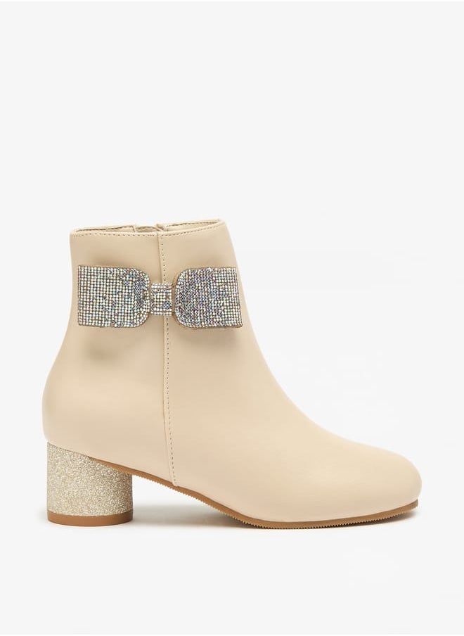 Celeste Girls Solid Boots with Side Bow  - Image 3