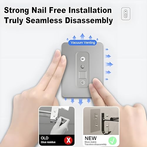 MorivaHomes Self-Adhesive Wall Mounted Aluminium Double Rod Towel Bar with Hook Bathroom Towel Holder/Bathroom Accessories (50CM)(Black, Pack of 2) - Image 2