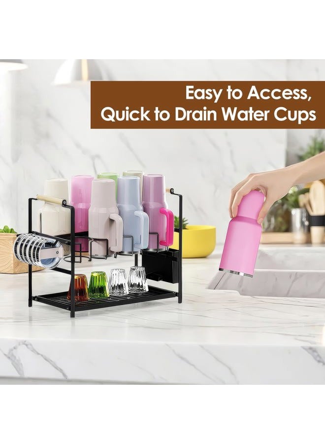 Housolution Water Bottle Organizer Drying Rack for 40 oz Tumbler with Handle, Multifunctional Cup Storage Holder Compatible with Stanley, Owala, Simple Modern and Other Brands, 8 Slots (Patented) - Image 3
