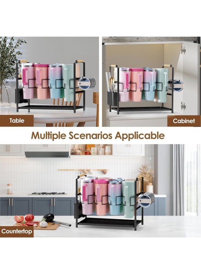 Housolution Water Bottle Organizer Drying Rack for 40 oz Tumbler with Handle, Multifunctional Cup Storage Holder Compatible with Stanley, Owala, Simple Modern and Other Brands, 8 Slots (Patented) - Image 5