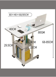 Generic Laptop Table Height Adjustable, Bed Table Tray Table with Wheels Mobile Computer Stand Bedside Table Portable Side Table for Bed Sofa Hospital Reading Eating (Maple Cherry Wood 80*40cm)  - Image 3