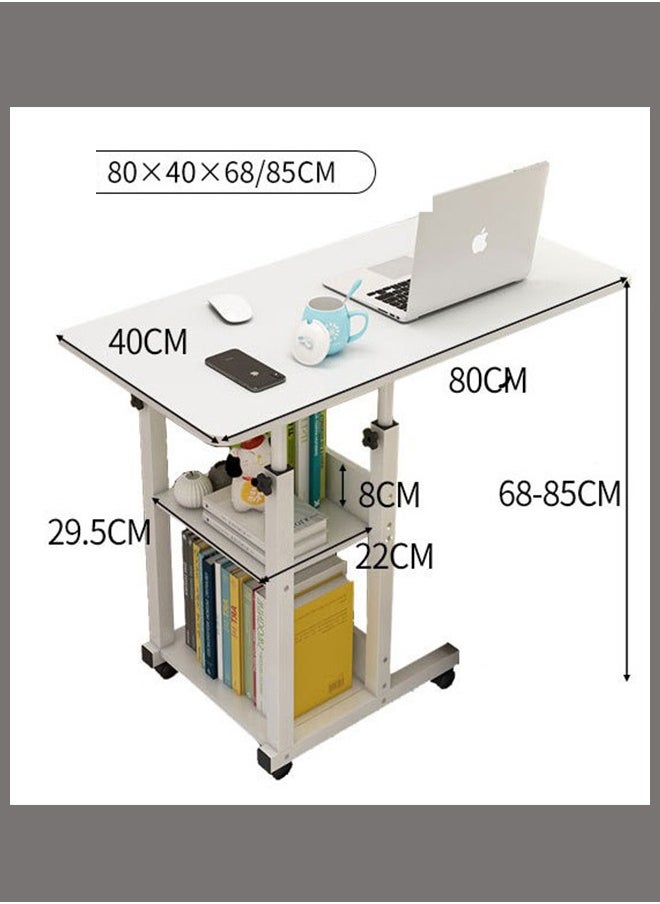 Generic Laptop Table Height Adjustable, Bed Table Tray Table with Wheels Mobile Computer Stand Bedside Table Portable Side Table for Bed Sofa Hospital Reading Eating (Maple Cherry Wood 80*40cm)  - Image 3
