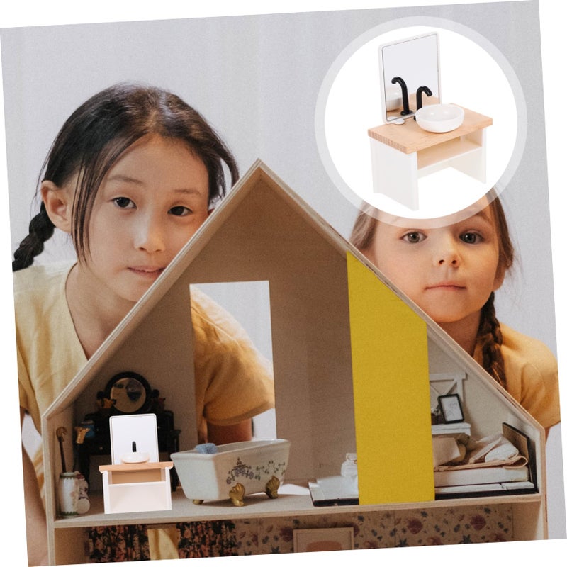 Miniature Bathroom Sink Prop Dollhouse Washbasin Resin Furniture Accessory - Image 4