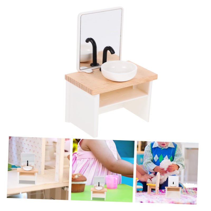 Miniature Bathroom Sink Prop Dollhouse Washbasin Resin Furniture Accessory - Image 3