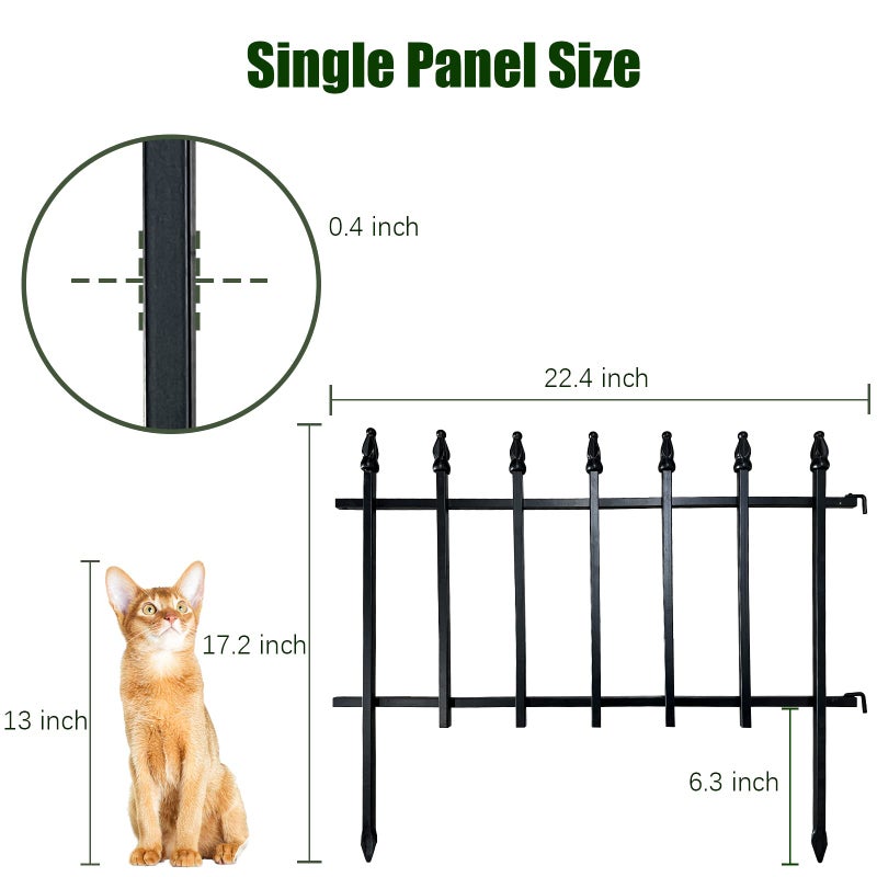 Thealyn Metal Decorative Garden Fence 22" Wide x 18" High (5 Panels, Total Length 9.17 feet), Metal Border Folding Fence, Landscape Fencing for Flower Bed, Yard, Animal Barrier - Image 5