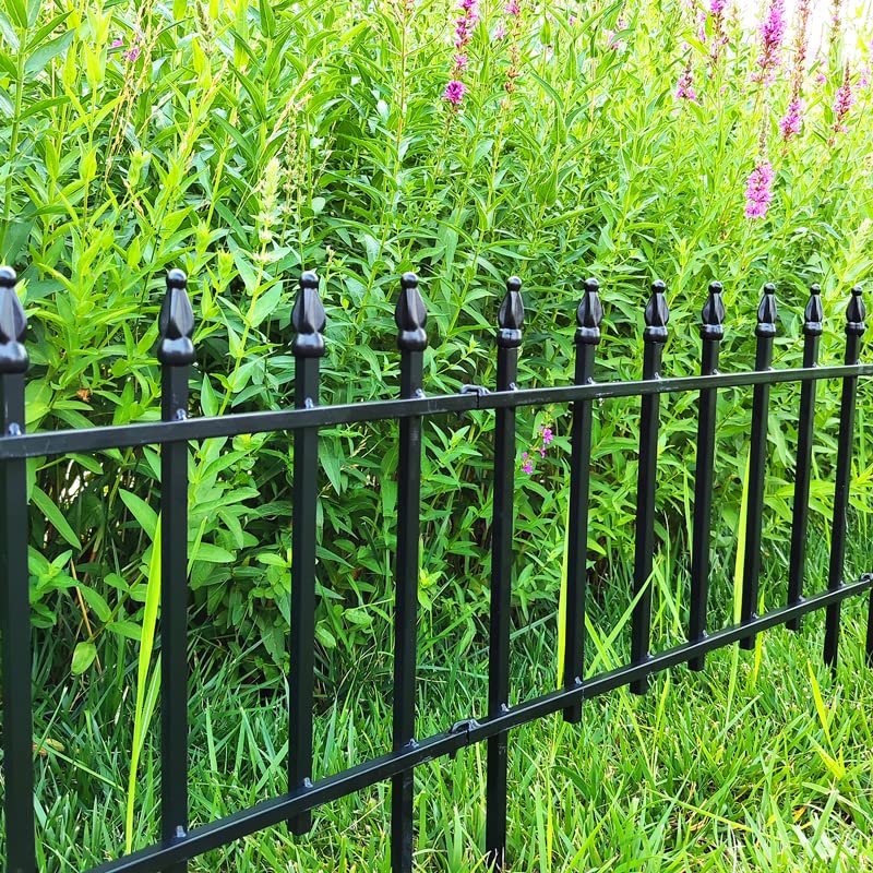Thealyn Metal Decorative Garden Fence 22" Wide x 18" High (5 Panels, Total Length 9.17 feet), Metal Border Folding Fence, Landscape Fencing for Flower Bed, Yard, Animal Barrier - Image 4
