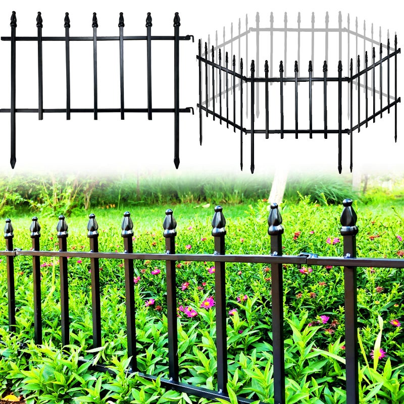 Thealyn Metal Decorative Garden Fence 22" Wide x 18" High (5 Panels, Total Length 9.17 feet), Metal Border Folding Fence, Landscape Fencing for Flower Bed, Yard, Animal Barrier - Image 1