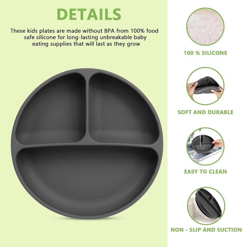 PEEPER Suction Plate for Baby, Toddler Plates with Secure Silicone Grip, Silicone Plates for Babies, Microwave Plates for Kids, Baby Plates for Food, BPA Free, Dishwasher, Unbreakable Feeding Plates - Image 2