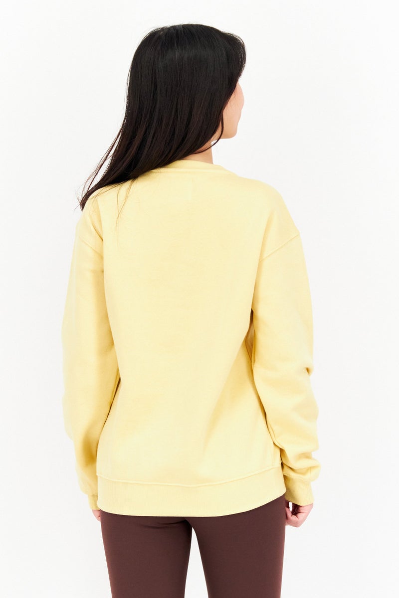 Billabong Women Crew Neck Long Sleeve Printed Sweatshirt, Yellow - Image 3