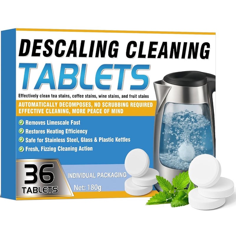 Erigathe Water Bottle Cleaning Tablets 36PCS, Kettle Descaler Tablets Individually Packed, for All Stainless Steel, Flasks, Plastics and Glass Drinking Containers - Image 1