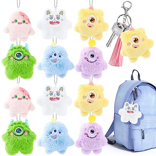 Hungdao 12 Pcs Halloween Mini Plush Keychain Bulk Cute Stuffed Animal Keychain for Backpack Christmas Stocking Stuffers Valentines Classroom School Gifts for Kid Goodie Bag Fillers Devil Party Favors - Image 1