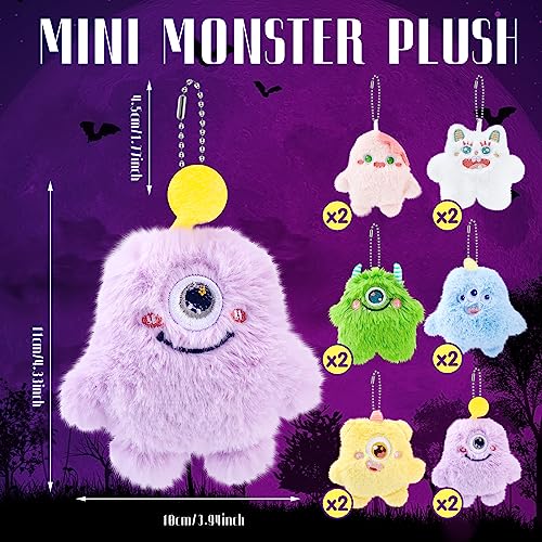 Hungdao 12 Pcs Halloween Mini Plush Keychain Bulk Cute Stuffed Animal Keychain for Backpack Christmas Stocking Stuffers Valentines Classroom School Gifts for Kid Goodie Bag Fillers Devil Party Favors - Image 2