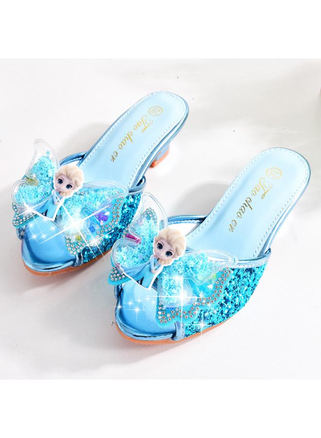 SHAKA Little Girl Frozen Aisha Princess Slippers Summer Children'S Fashion Outdoor Crystal Shoes Girls' High Heel Sandals - Image 1