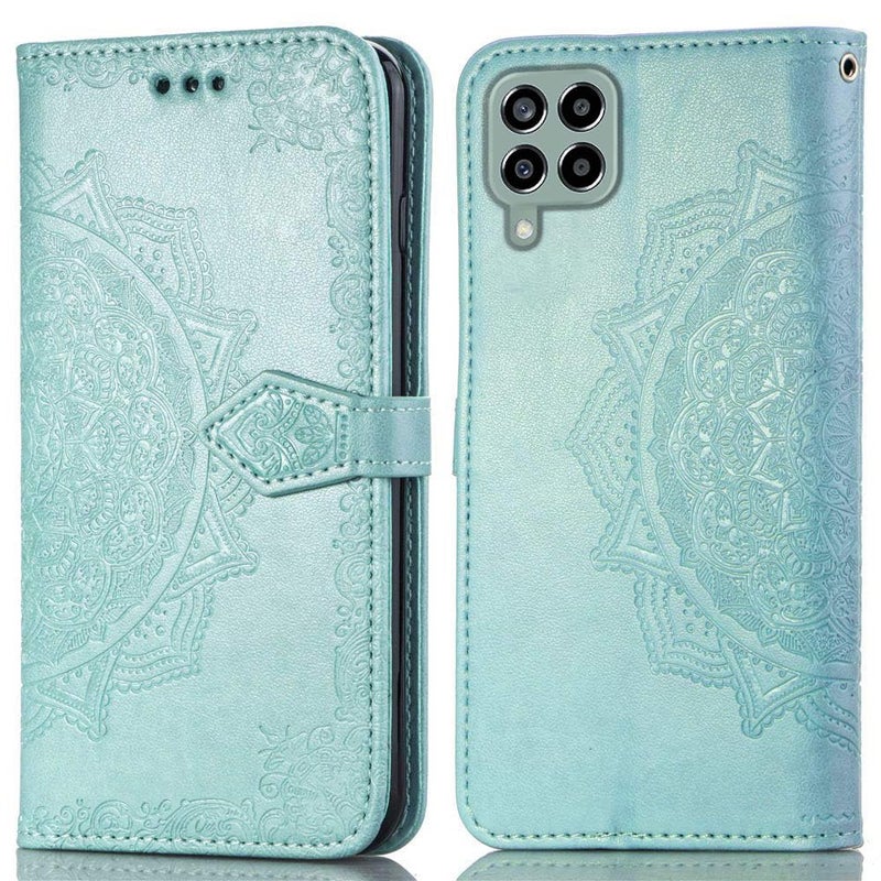 ClickCase Queen Series for Samsung Galaxy M53 5G Leather Flower Embossing Wallet Flip case Magnetic Closure Flip Cover for Samsung Galaxy M53 5G (Sea Green) - Image 1