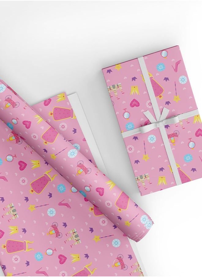 Share the Love Princess, Pink Gift Wrapping Paper (Pack of 4)  - Image 1