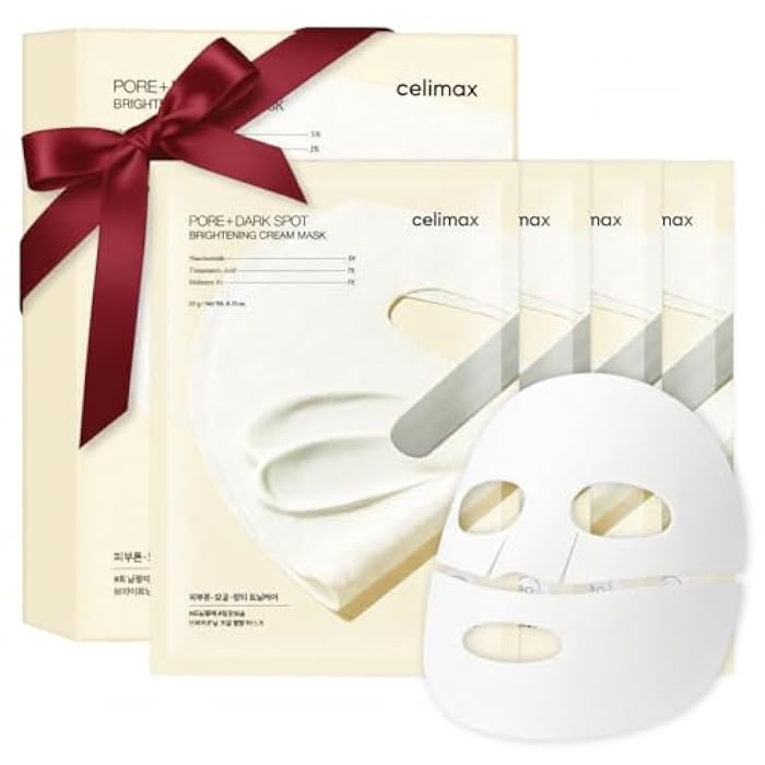 celimax Pore+Dark Spot Brightening Cream Mask 4EA | Non-Sticky Sheet for Enlarged Pores with Niacinamide, Tranexamic Acid, Non-Irritating, Hydrating, Hyperpigmentation, Korean Facial Mask - Image 1