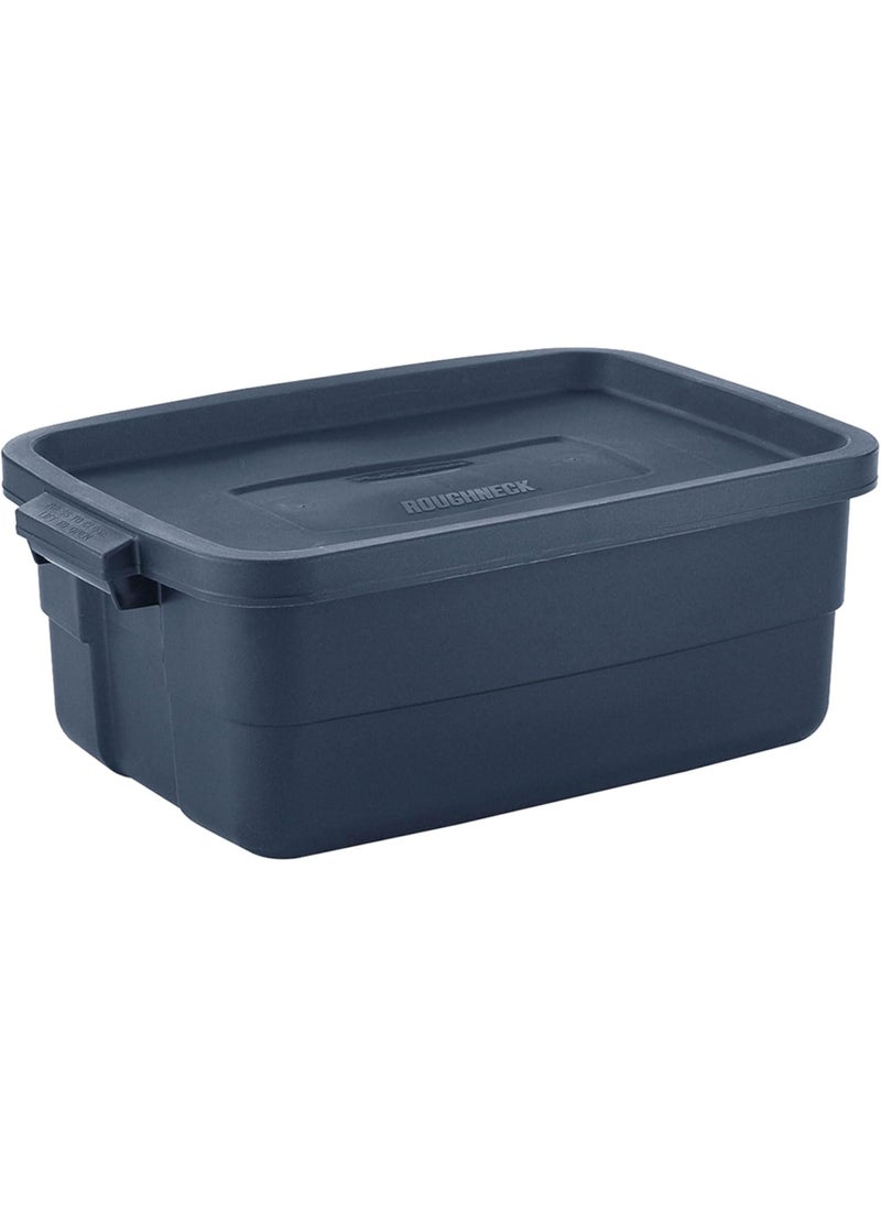Rubbermaid Rubbermaid Roughneck 10 Gallon Storage Totes Durable Stackable Storage Containers with Snap Tight Lids for Organization Dark Indigo Metallic  - Image 2
