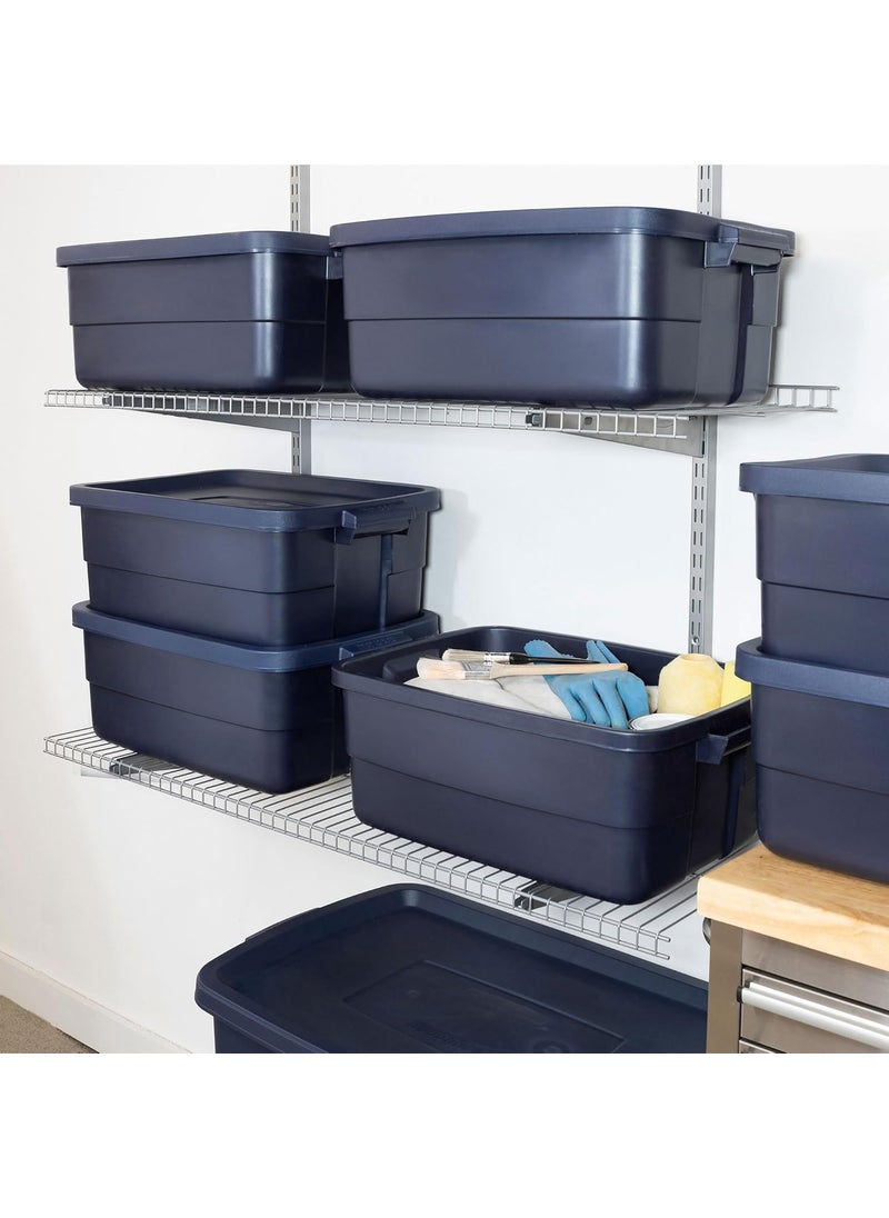 Rubbermaid Rubbermaid Roughneck 10 Gallon Storage Totes Durable Stackable Storage Containers with Snap Tight Lids for Organization Dark Indigo Metallic  - Image 3
