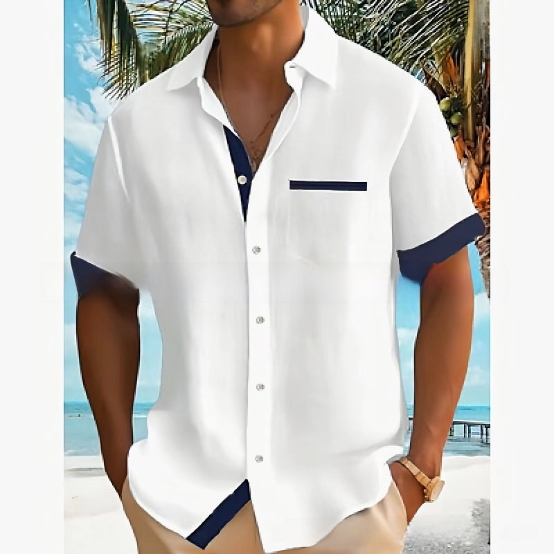 2023 Summer New Mens Fashion Casual Short Sleeve Shirt Green  - Image 3