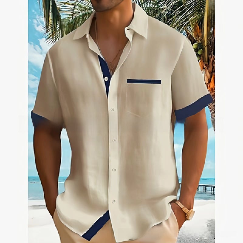 2023 Summer New Mens Fashion Casual Short Sleeve Shirt Green  - Image 5