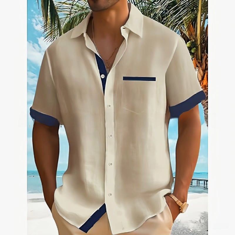 2023 Summer New Mens Fashion Casual Short Sleeve Shirt Green  - Image 1