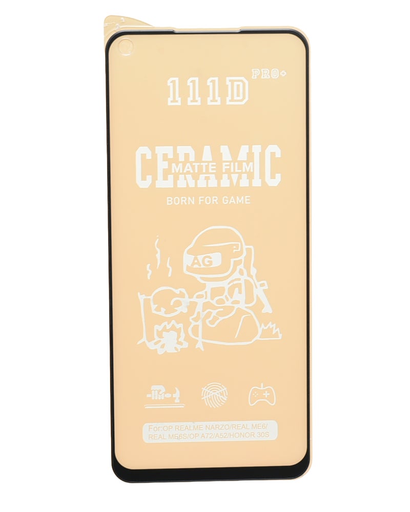 واقي شاشة سيراميك غير لامع 111D لهواتف ريلمي 6 و ريلمي 6S و Samsung Galaxy A72 - شفاف - Image 1