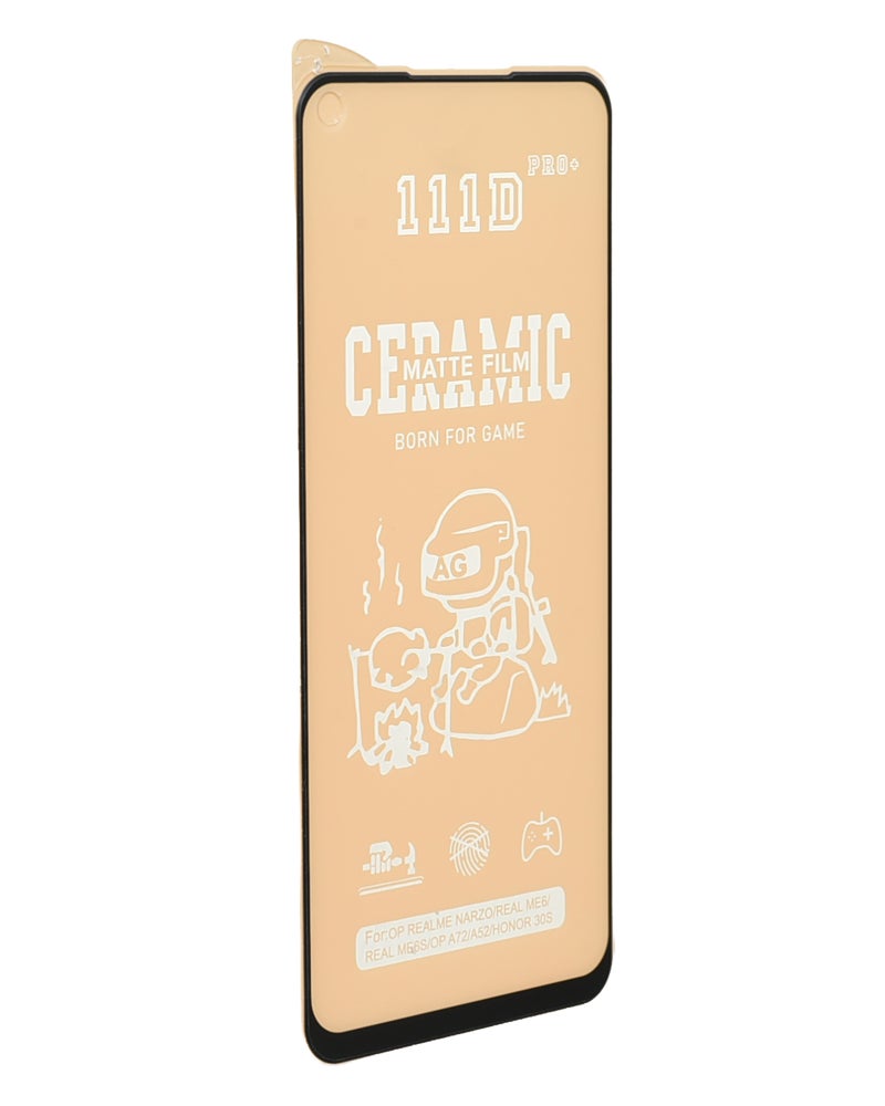 واقي شاشة سيراميك غير لامع 111D لهواتف ريلمي 6 و ريلمي 6S و Samsung Galaxy A72 - شفاف - Image 2