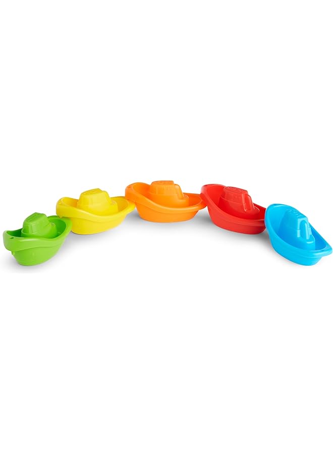 Munchkin 5 Pack Fleet Of Colorful Bath Boats Fun & Educational Bath Toy Set - Image 4