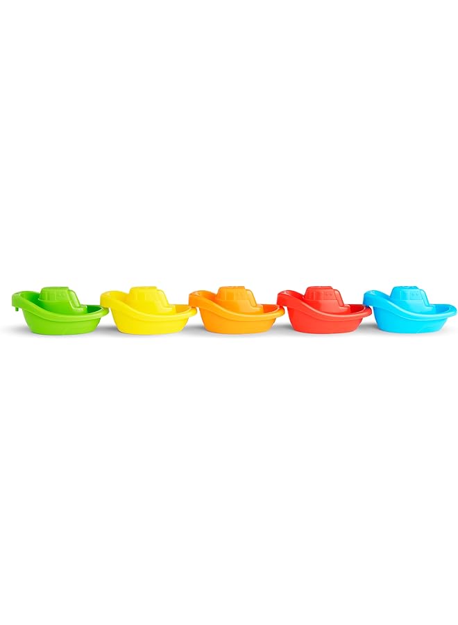 Munchkin 5 Pack Fleet Of Colorful Bath Boats Fun & Educational Bath Toy Set - Image 3