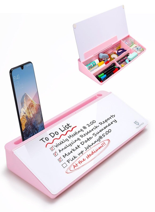 TSJ OFFICE Small Glass Desktop Whiteboard Dry-Erase-Board - Computer Keyboard Stand White Board Surface Pad with Drawer, Desk Organizers with Accessories for Home, School Supplies - Image 1