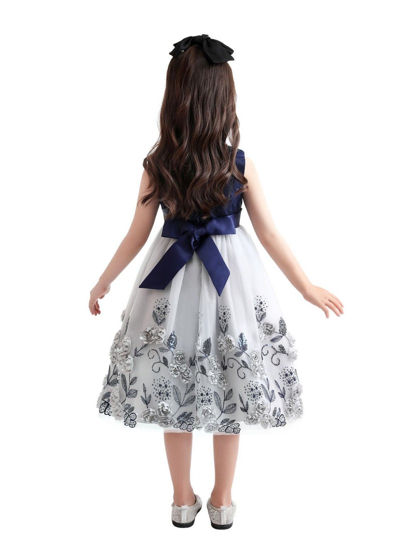 Girls Fashionable Princess Dresses Grey - Image 3