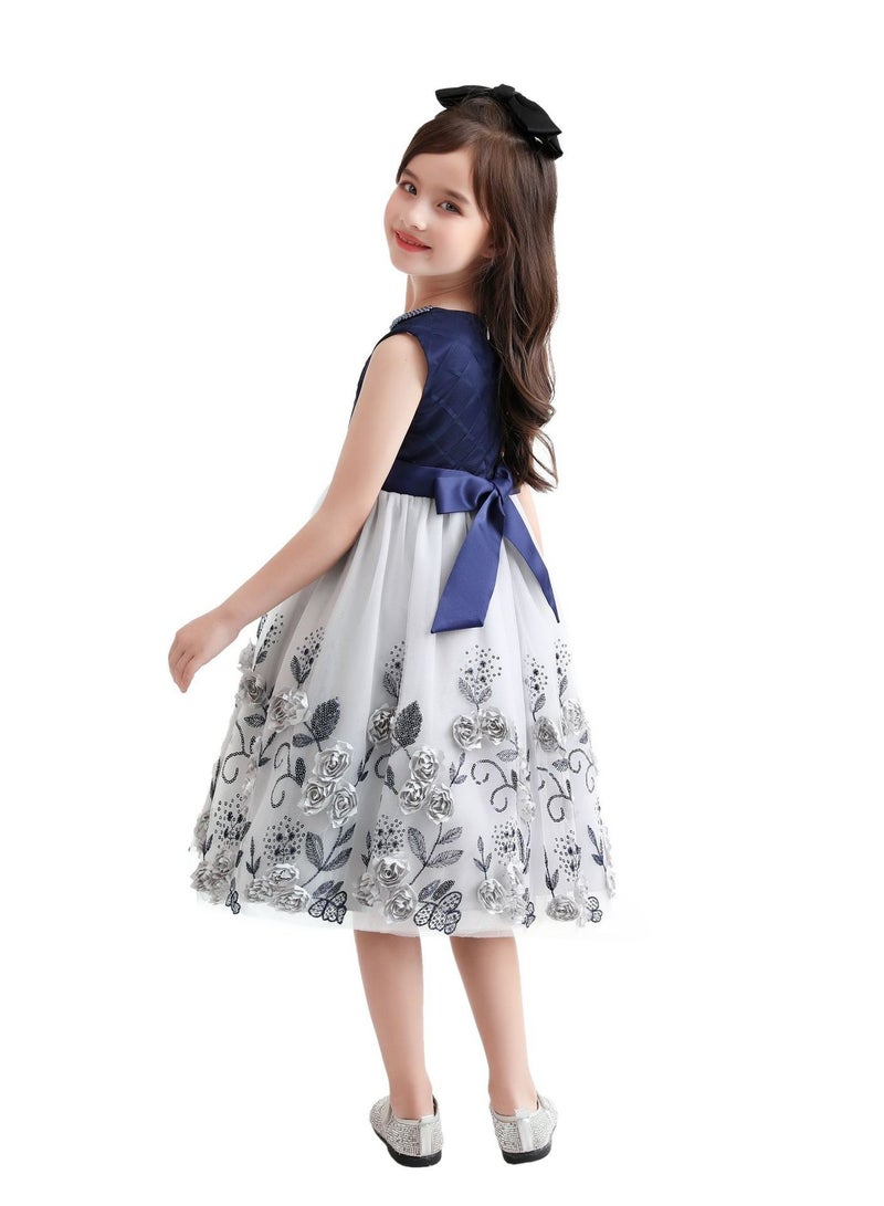 Girls Fashionable Princess Dresses Grey - Image 2