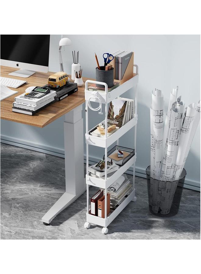 HOMESTAR Slim Storage Cart, 4 Tier Bathroom Organizer Mobile Shelving Unit, Rolling Utility Cart Slide Out for Kitchen, Bathroom, Laundry, Narrow Places - Image 4