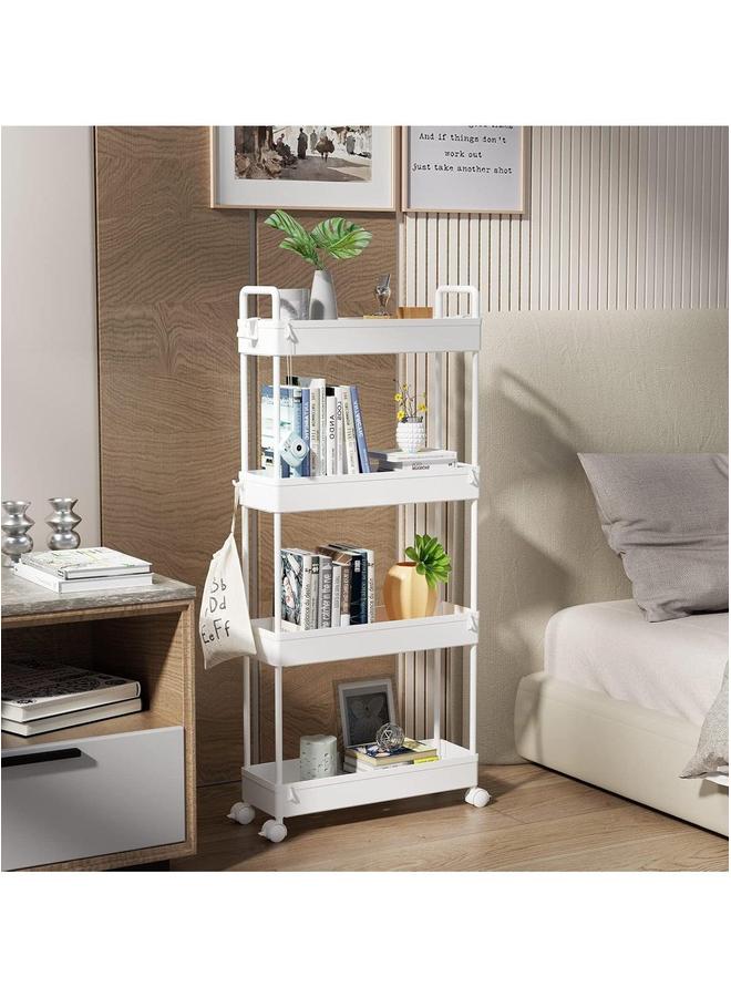HOMESTAR Slim Storage Cart, 4 Tier Bathroom Organizer Mobile Shelving Unit, Rolling Utility Cart Slide Out for Kitchen, Bathroom, Laundry, Narrow Places - Image 3