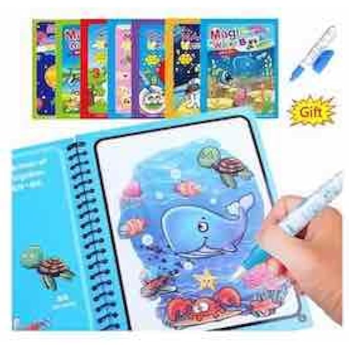 2 PACK REUSABLE MAGIC WATER COLORING BOOKS FOR KIDS BY TENTEL - Image 5