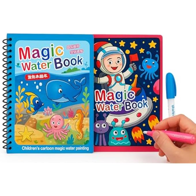 2 PACK REUSABLE MAGIC WATER COLORING BOOKS FOR KIDS BY TENTEL - Image 2