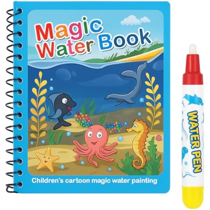 2 PACK REUSABLE MAGIC WATER COLORING BOOKS FOR KIDS BY TENTEL - Image 3