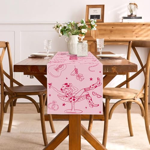 Buxiuer Last Rodeo Bachelorette Party Decorations Western Cowgirl Table Runner Disco Western Lets Go Girls Bach Bridal Shower Home Kitchen Island Decor (13" x 72") - Image 4