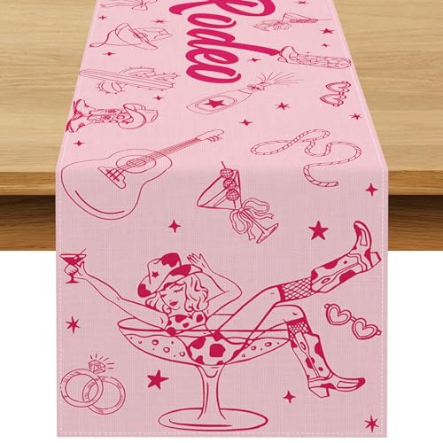 Buxiuer Last Rodeo Bachelorette Party Decorations Western Cowgirl Table Runner Disco Western Lets Go Girls Bach Bridal Shower Home Kitchen Island Decor (13" x 72") - Image 1