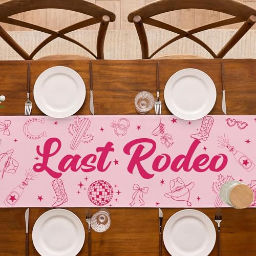 Buxiuer Last Rodeo Bachelorette Party Decorations Western Cowgirl Table Runner Disco Western Lets Go Girls Bach Bridal Shower Home Kitchen Island Decor (13" x 72") - Image 5