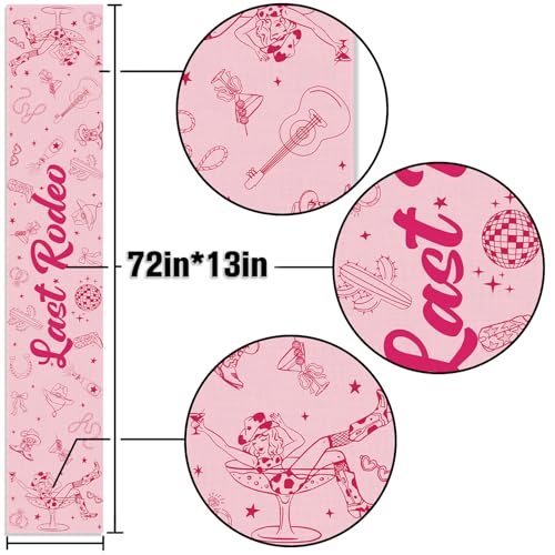 Buxiuer Last Rodeo Bachelorette Party Decorations Western Cowgirl Table Runner Disco Western Lets Go Girls Bach Bridal Shower Home Kitchen Island Decor (13" x 72") - Image 3