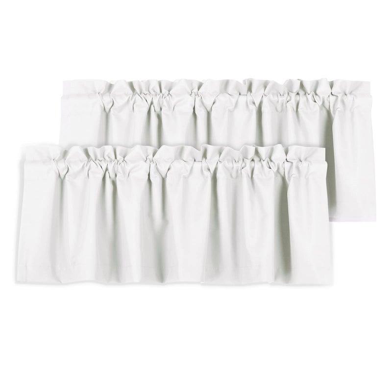 Valea Home Valea Home Blackout Valance Curtains Waterproof Soft Rod Pocket Valance for Kitchen and Bathroom Window Room Darkening Valances for Bedroom 52 inch x 18 inch Grayish White Set of 2 