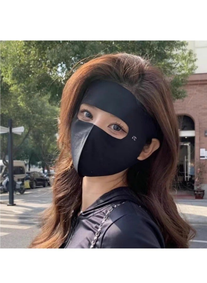 Sunscreen Mask Ice Silk Mask Cycling Mask Sunscreen Breathable Mask Black  - Image 1