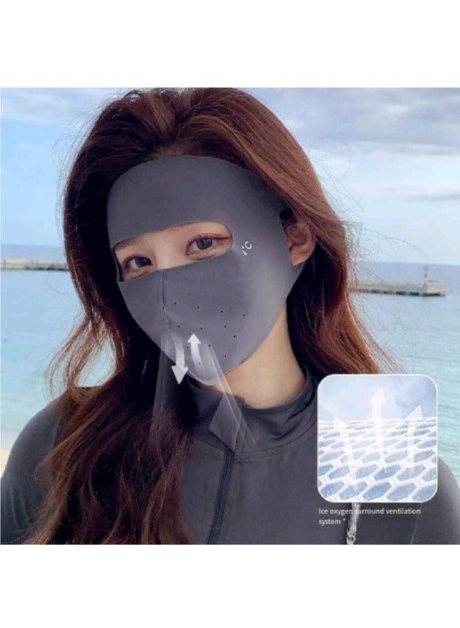 Sunscreen Mask Ice Silk Mask Cycling Mask Sunscreen Breathable Mask Black  - Image 4