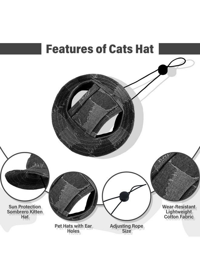 دينتران قبعات القطط للقطط فقط، قبعات رعاة البقر للقطط مع فتحات للأذن، زي حفلات عيد ميلاد الحيوانات الأليفة الصغيرة، غطاء رأس للقطط، قبعة رعاة البقر الصغيرة، قبعة سومبريرو مضحكة للقطط الصغيرة، قبعة بيني شيواوا، ديكورات الحفلات - Image 2