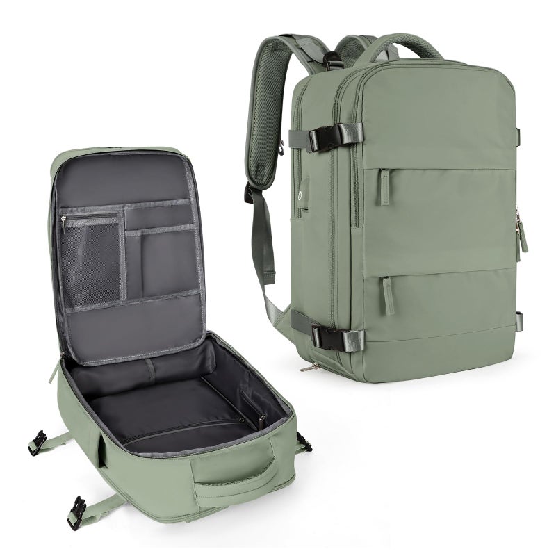 coowoz Travel Backpack For Women Men,Carry On Backpack,Hiking Backpack Waterproof Outdoor Sports Rucksack Casual Daypack travel essentialsï¼ˆGray Greenï¼‰ - Image 1