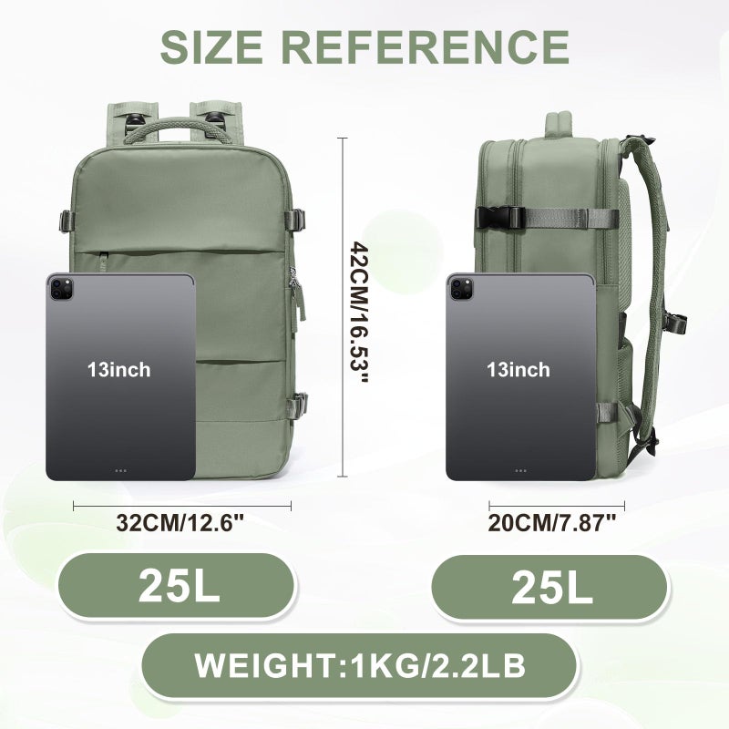 coowoz Travel Backpack For Women Men,Carry On Backpack,Hiking Backpack Waterproof Outdoor Sports Rucksack Casual Daypack travel essentialsï¼ˆGray Greenï¼‰ - Image 2