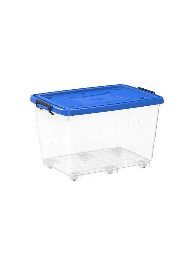 Cosmoplast 82L Clear Plastic Storage Box With Wheels & Lockable Lid (Pack Of 4) - Image 5