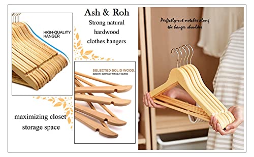 Ash  Roh Ash & Roh® - Beige Wood Smooth Finish, 360 Degree Swivel Hook Non-Slip and Precisely Cut Notches Hangers for Coats, Jacket, Pants, and Dress Clothes (Pack of 4) - Image 3